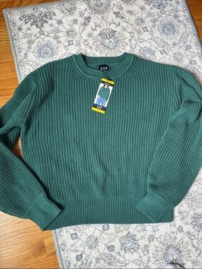 GAP Crewneck Ribbed Sweater in Green. Size Medium. New with tag .